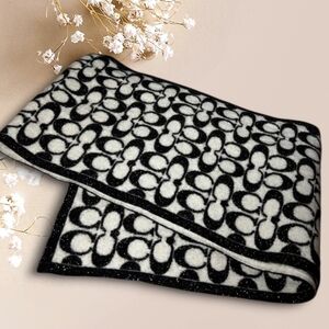 Coach Signature Monogram Wool Scarf-EUC